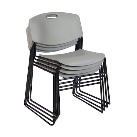 Zeng Regency Zeng Ultra Compact Metal Frame Armless Stackable Chair - Grey, PK4 4400GY4PK